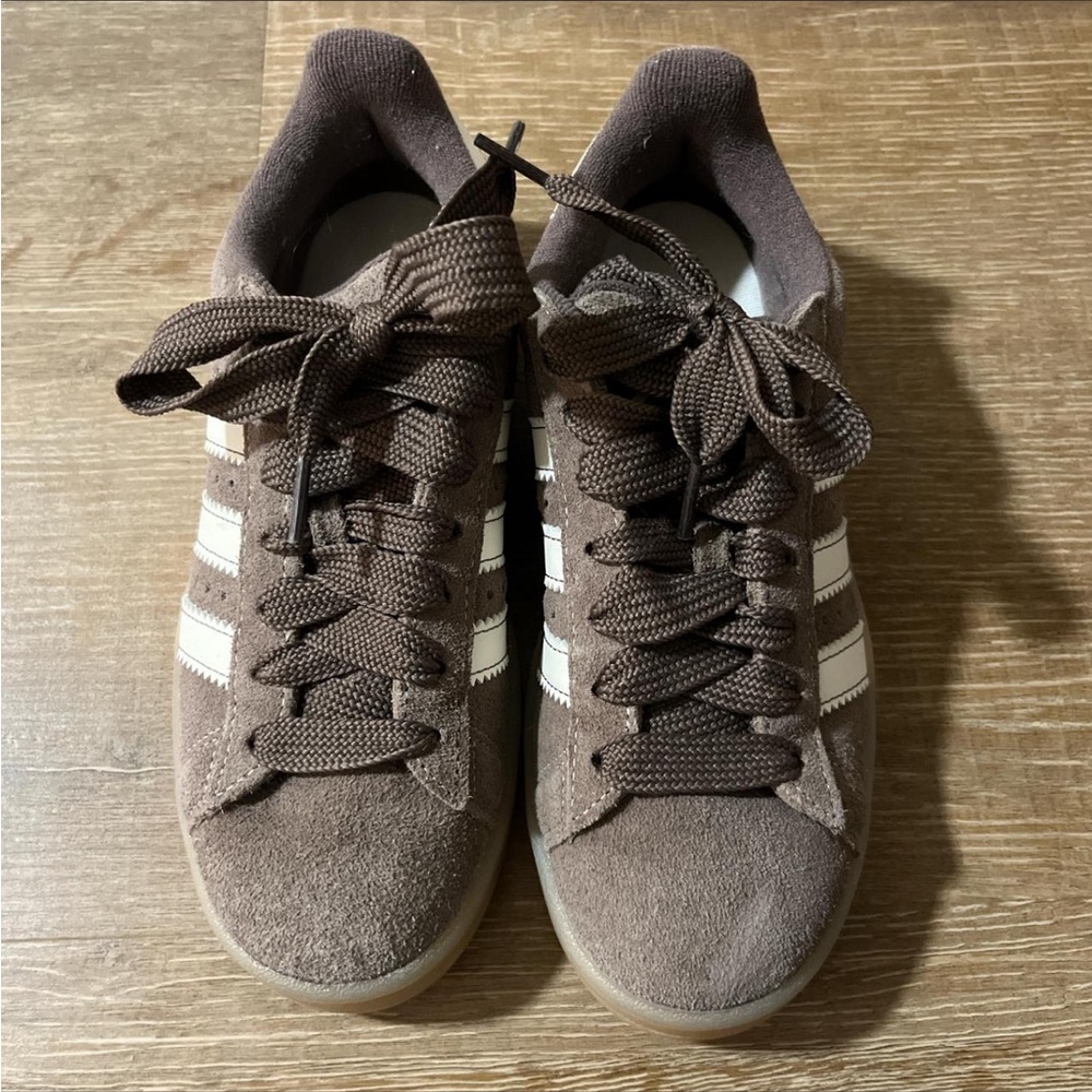 Brown Adidas campus shoes